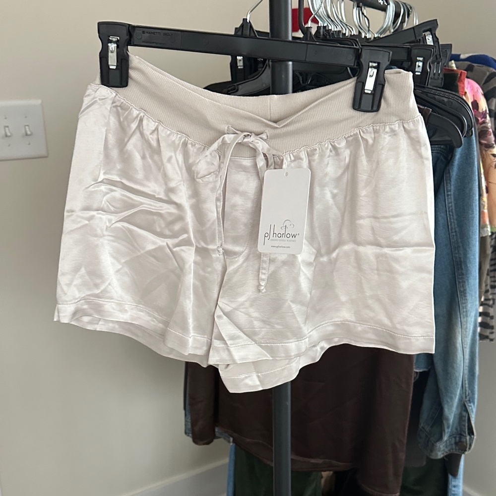 Cream Satin PJ Harlow Shorts NWT